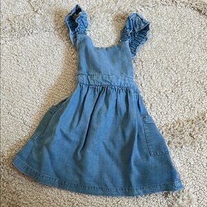 Zara Blue Denim Pinafore Dress with Ruffled Sleeves size 12-18 months.